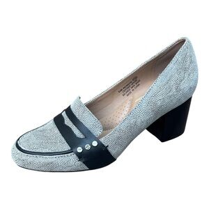 Aerosoles  Women’s 6 1/2 “Patriotic” Leather Taupe & Black Block Heel Loafers